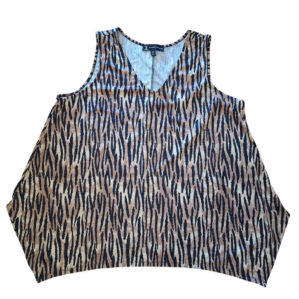 Jules & Leopold Tiger Print Tunic Top Sleeveless Lagenlook 2X Womens